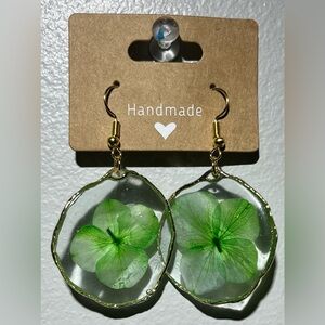 Handmade Green Floral Earrings
